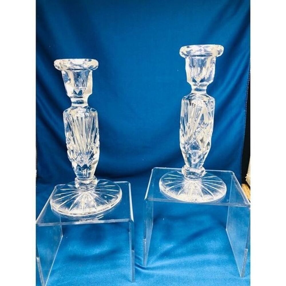 CRYSTAL Candlestick holders La Scala, 7” tall 4” bottom wide.